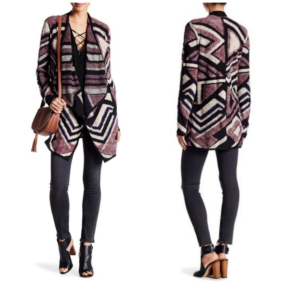 Lucky Brand Intarsia Geometric Knit Cardigan
